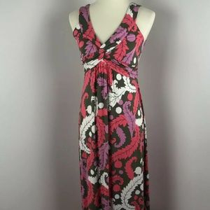 Maxi Jersey Dress Red Floral Sleeveless Summer 6